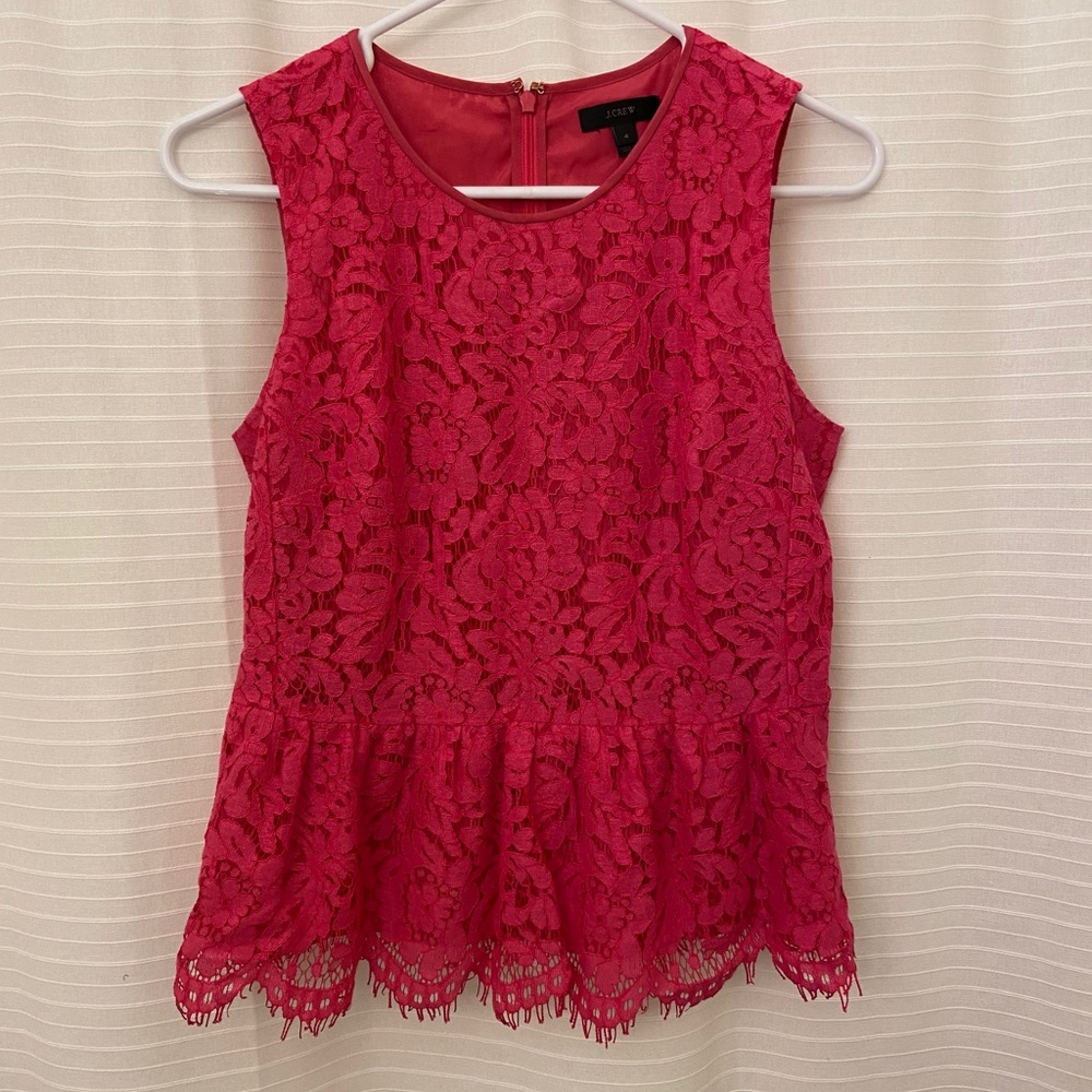 EUC J. Crew Lace Peplum Sleeveless Top M